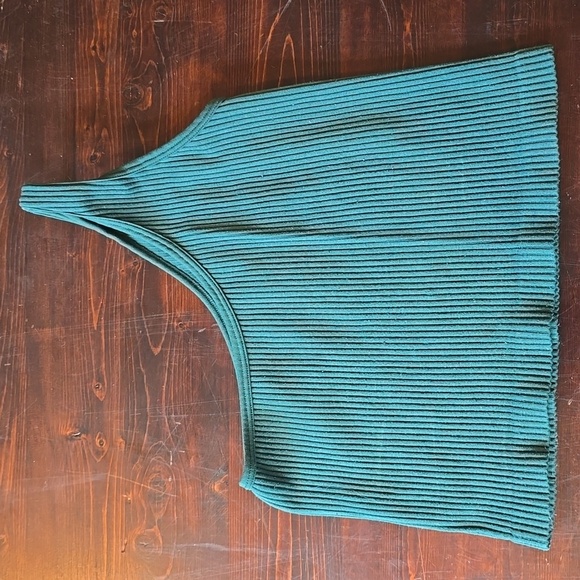 Aura Turquoise Asymmetrical Ribbed Tank - Picture 1 of 3